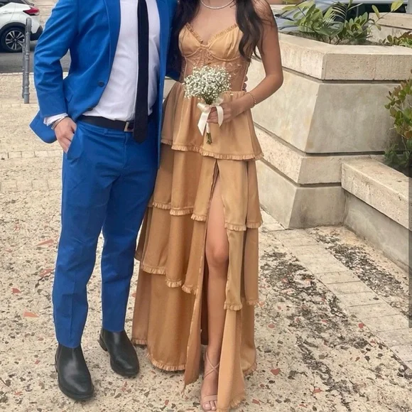 V. Chapman Desert Tan Layered Dress - Picture 7 of 12